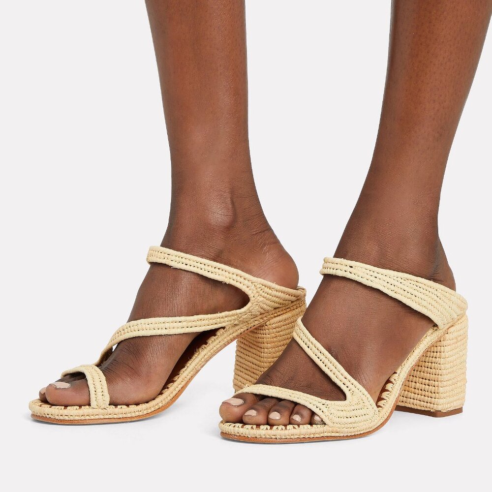 Carrie Forbes Salah Woven Raffia Sandals in Natural